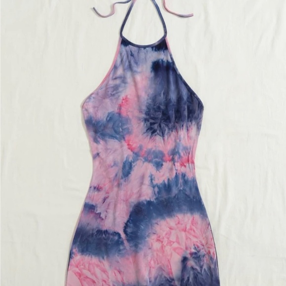 Tie Dye Knot Backless Unitard Romper - Picture 2 of 4